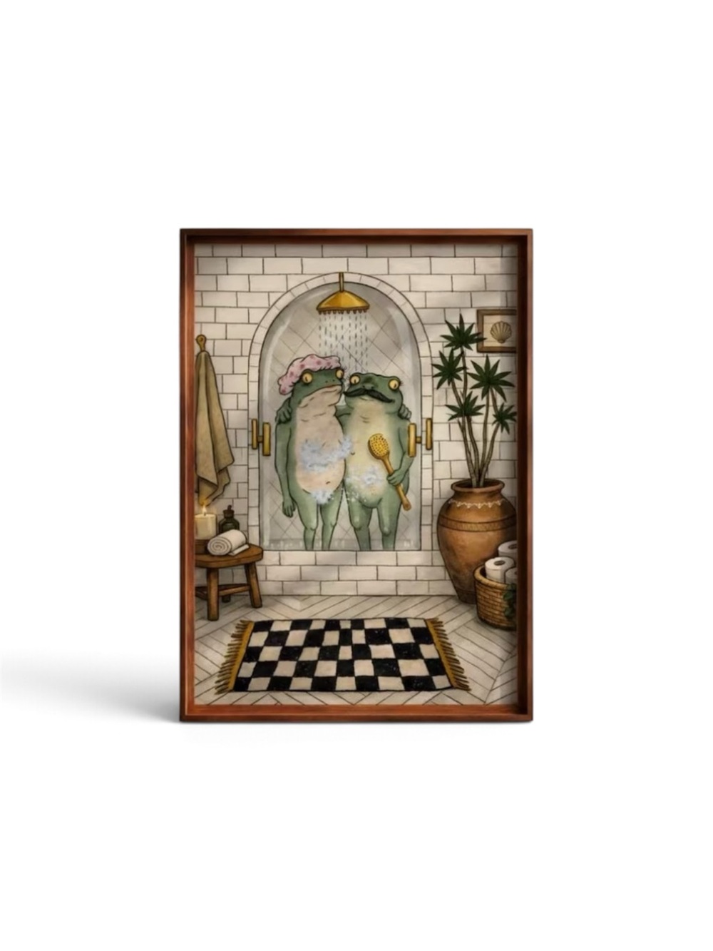 Frog Couple Bath Art Print